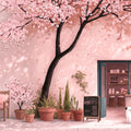 Sakura Café Mural Wallpaper — Whimsical Soft Pink Landscape Mural Wallpaper - room preview 04