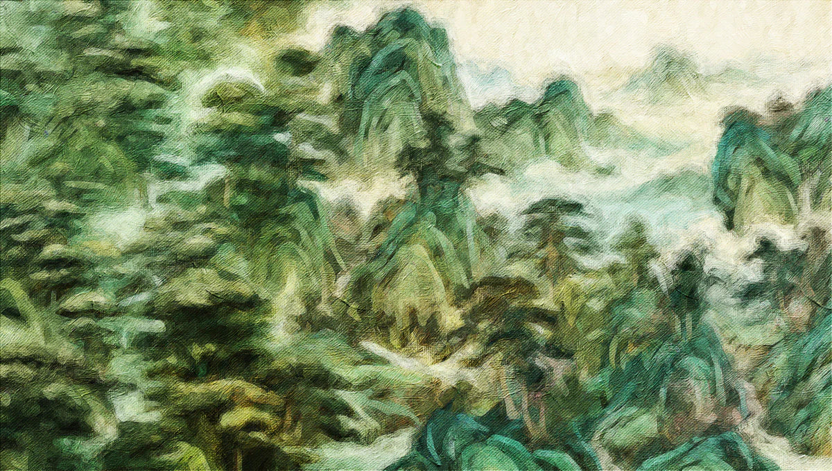 Mist-Covered Mountain Landscape Mural Wallpaper - room preview 04
