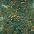 Gilded Pine and Peacock Mural Wallpaper in Emerald Mural Wallpaper - room preview 04