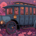 Vintage Carriage Floral Mural Wallpaper — Whimsical Garden Design Mural Wallpaper - room preview 04