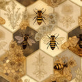 Honeybee Hive Mural Wallpaper — Botanical Hexagon Art Mural Wallpaper - room preview 04