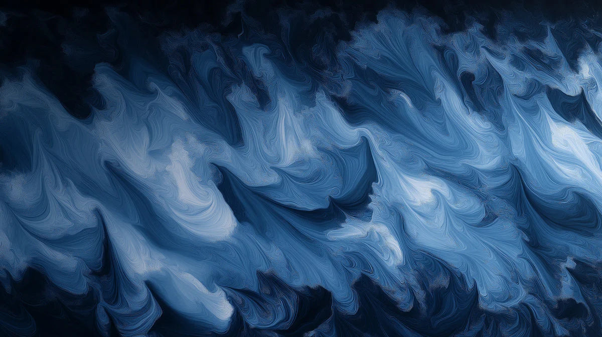 Abstract Swirling Indigo Wave Mural Wallpaper - room preview 04