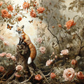 Fox and Rose Garden Mural Wallpaper — Whimsical Nature Scene Mural Wallpaper - room preview 04