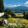 Tuscan Meadow Landscape Mural Wallpaper — Impressionistic Art Mural Wallpaper - room preview 04