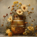 Honeybee and Wildflower Mural Wallpaper — Botanical Art Mural Wallpaper - room preview 04
