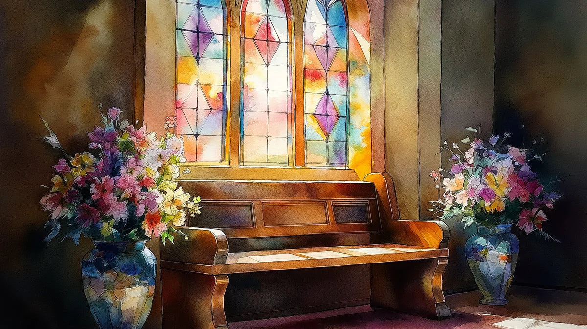 Stained Glass Cathedral Mural Wallpaper — Artistic Architectural Mural Wallpaper - room preview 04