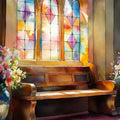 Stained Glass Cathedral Mural Wallpaper — Artistic Architectural Mural Wallpaper - room preview 04