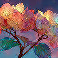 Stained Glass Hydrangea Mural Wallpaper — Vibrant Floral Art Mural Wallpaper - room preview 04