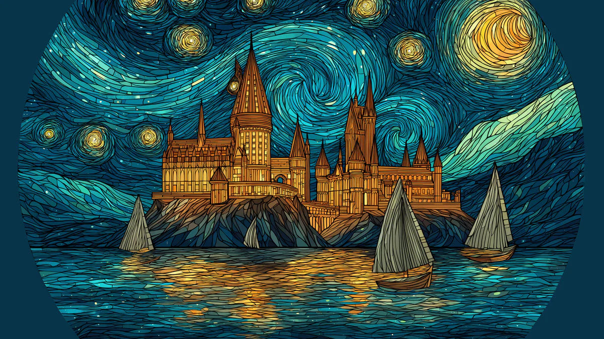 Starry Night Gothic Castle Mural Wallpaper for Magical Interiors Mural Wallpaper - room preview 04