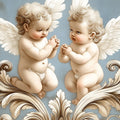 Baroque Cherubs Mural Wallpaper — Elegant Blue and Gold Wall Mural Mural Wallpaper - room preview 04
