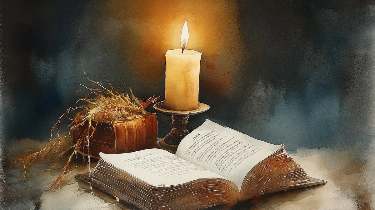 Candlelight and Vintage Books Mural Wallpaper — Moody Academic Mural Wallpaper - room preview 04
