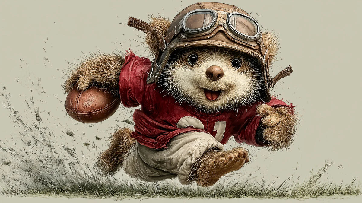 Aviator Bear Football Player Mural Wallpaper — Whimsical Kids Wall Art Mural Wallpaper - room preview 04