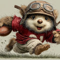 Aviator Bear Football Player Mural Wallpaper — Whimsical Kids Wall Art Mural Wallpaper - room preview 04