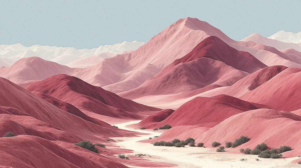 Rose Quartz Desert Mountain Mural Wallpaper — Artistic Landscape Mural Wallpaper - room preview 04