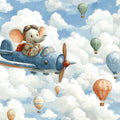 Elephant Pilot Mural Wallpaper — Whimsical Sky Adventure Mural Wallpaper - room preview 04