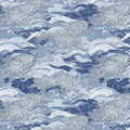 Chrysanthemum Wave Mural Wallpaper in Indigo Blue Mural Wallpaper - room preview 04