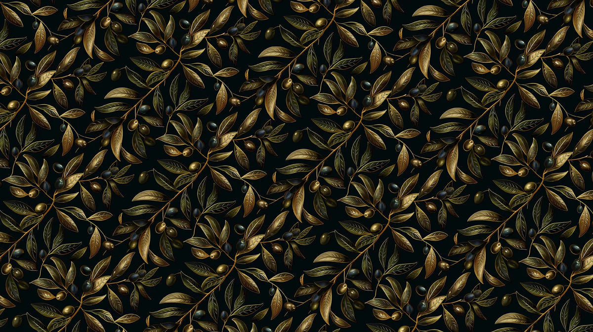 Gilded Olive Branch Mural Wallpaper — Sophisticated Botanical Mural Wallpaper - room preview 04
