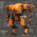 Industrial Mech Blueprint Mural Wallpaper — Bold Orange Design Mural Wallpaper - room preview 04