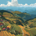 Terraced Rice Field Landscape Mural Wallpaper — Scenic Horizon Mural Wallpaper - room preview 04