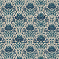 Midnight Damask Mural Wallpaper in Navy and Cream Mural Wallpaper - room preview 04