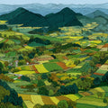 Rolling Hills Landscape Mural Wallpaper — Sketch Style Art Mural Wallpaper - room preview 04
