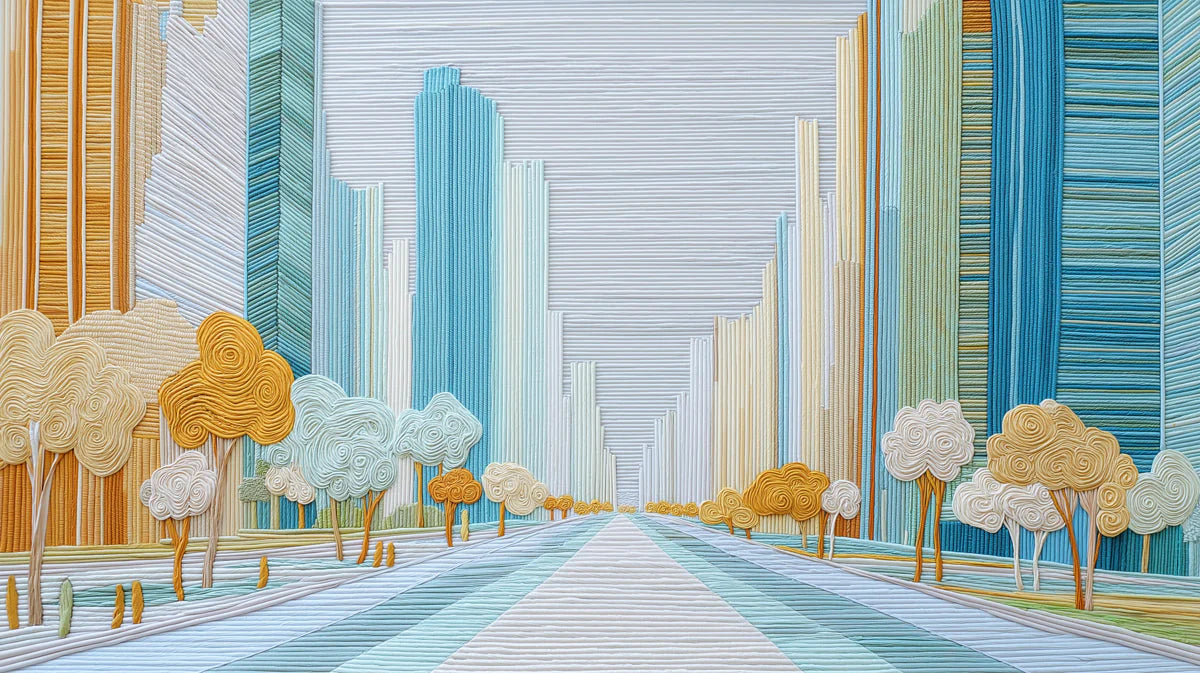 Modern Cityscape Mural Wallpaper with Textured Abstract Lines Mural Wallpaper - room preview 04