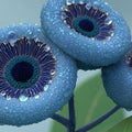 Dewy Botanical Macro Mural Wallpaper — Blue Floral Art Mural Wallpaper - room preview 04