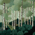 Birch Forest Mural Wallpaper with Botanical Line Art Mural Wallpaper - room preview 04