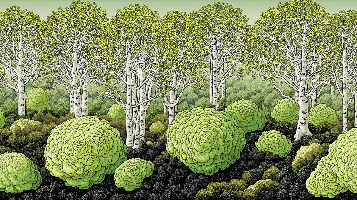 Stylized Birch Forest Mural Wallpaper in Chartreuse and Charcoal Mural Wallpaper - room preview 04