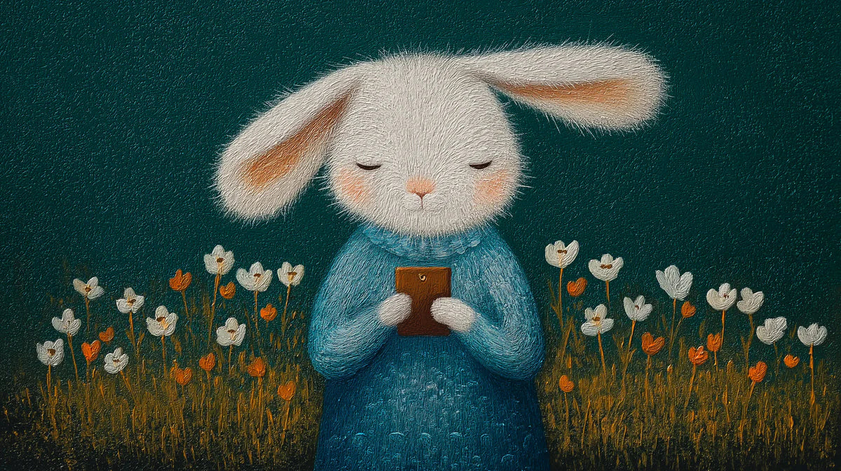 Whimsical Rabbit and Wildflowers Mural Wallpaper - room preview 04