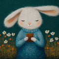 Whimsical Rabbit and Wildflowers Mural Wallpaper - room preview 04