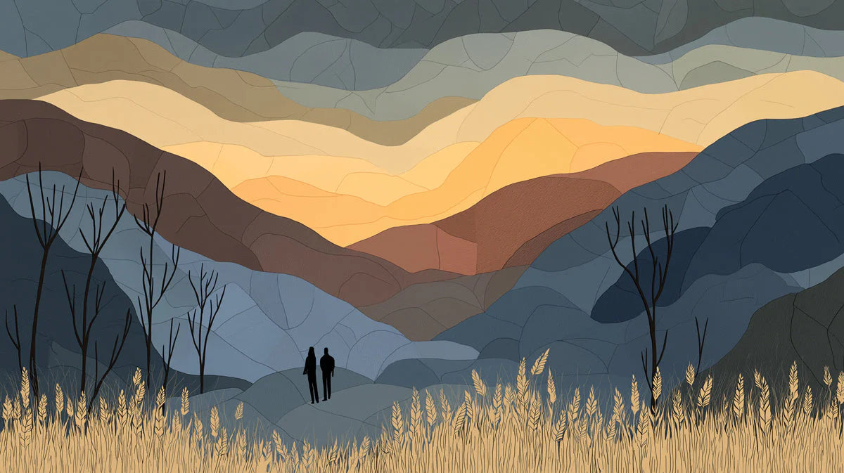 Stained Glass Mountain Landscape Mural Wallpaper - room preview 04