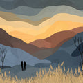 Stained Glass Mountain Landscape Mural Wallpaper - room preview 04