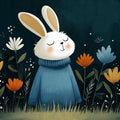 Cozy Rabbit in Sweater Mural Wallpaper — Whimsical Nature Scene Mural Wallpaper - room preview 04