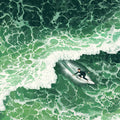 Emerald Ocean Surfer Mural Wallpaper — Artistic Marine Scene Mural Wallpaper - room preview 04