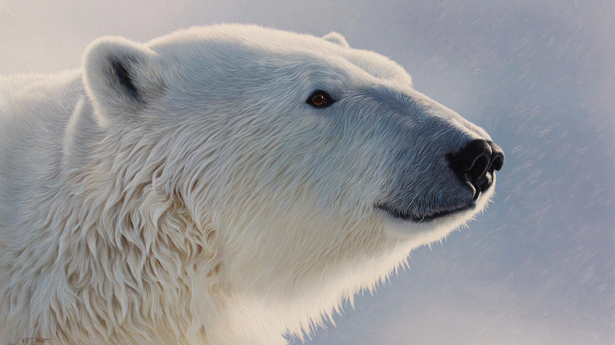 Arctic Polar Bear Portrait Mural Wallpaper — Wildlife Fine Art Mural Wallpaper - room preview 04