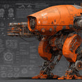 Industrial Mecha Schematic Mural Wallpaper — Kinetic Tech Design Mural Wallpaper - room preview 04
