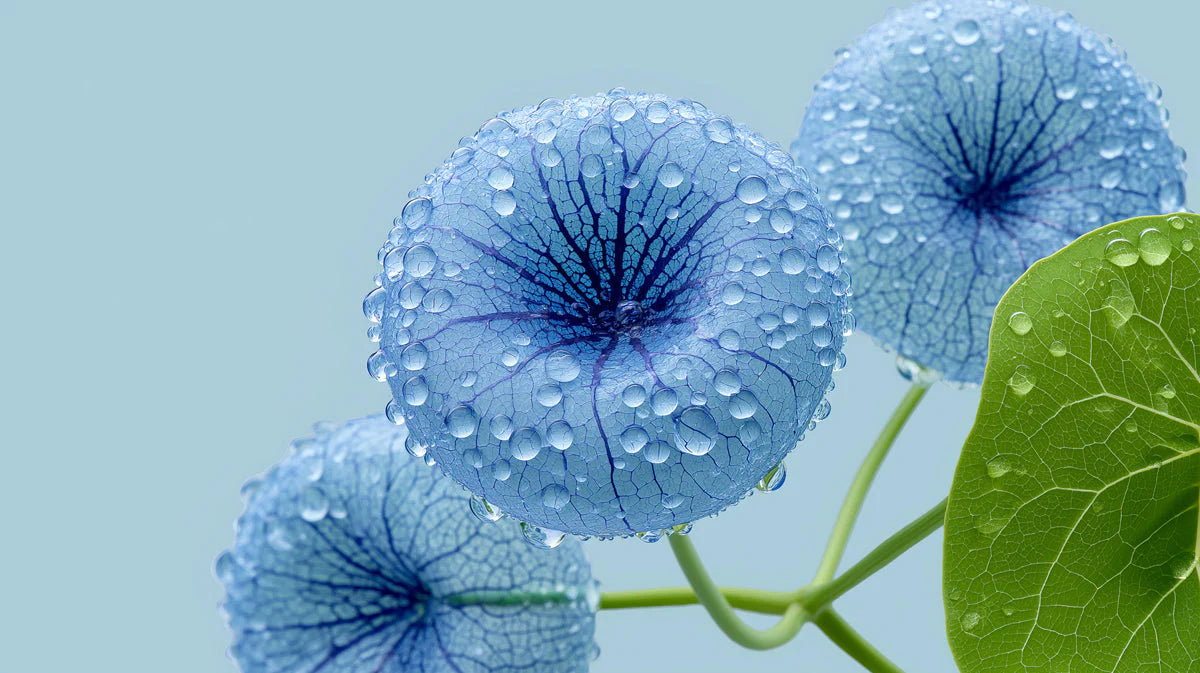 Dewy Blue Botanical Mural Wallpaper — Minimalist Nature Mural Wallpaper - room preview 04