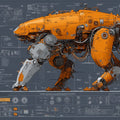 Industrial Mecha Blueprint Mural Wallpaper — Tech Schematics Mural Wallpaper - room preview 04