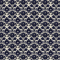 Midnight Navy Damask Floral Mural Wallpaper - room preview 04