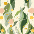 Abstract Botanical Mural Wallpaper in Sage and Ochre Yellow Mural Wallpaper - room preview 04