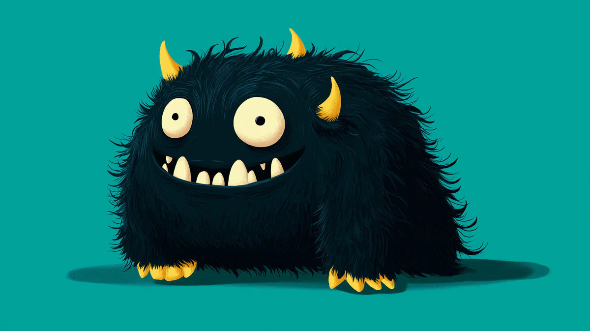 Friendly Monster Mural Wallpaper in Dark Charcoal and Teal Mural Wallpaper - room preview 04