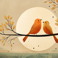 Sunlit Songbirds Mural Wallpaper — Whimsical Nature Design Mural Wallpaper - room preview 04