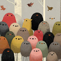 Gathering Birds Mural Wallpaper — Whimsical Forest Wall Decor Mural Wallpaper - room preview 04