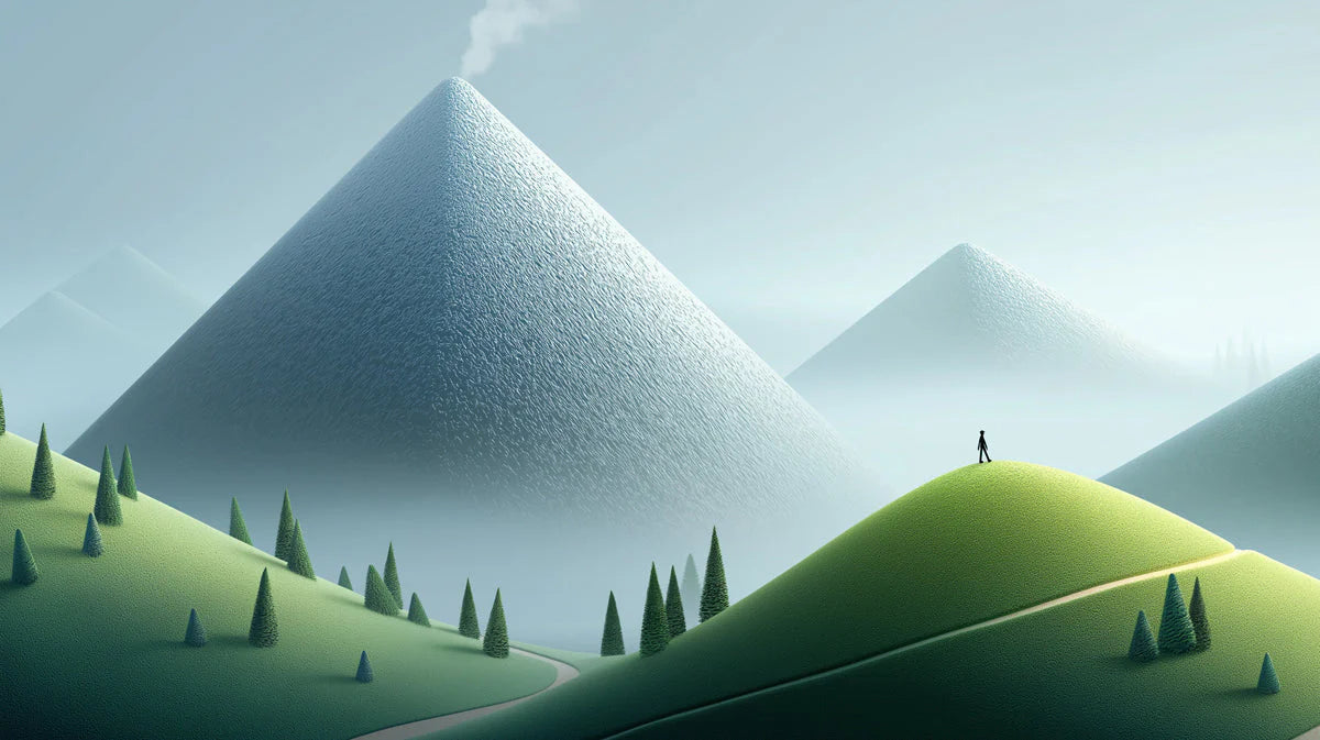 Mist-Covered Alpine Peak Mural Wallpaper in Soft Green and Grey Mural Wallpaper - room preview 04