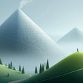 Mist-Covered Alpine Peak Mural Wallpaper in Soft Green and Grey Mural Wallpaper - room preview 04