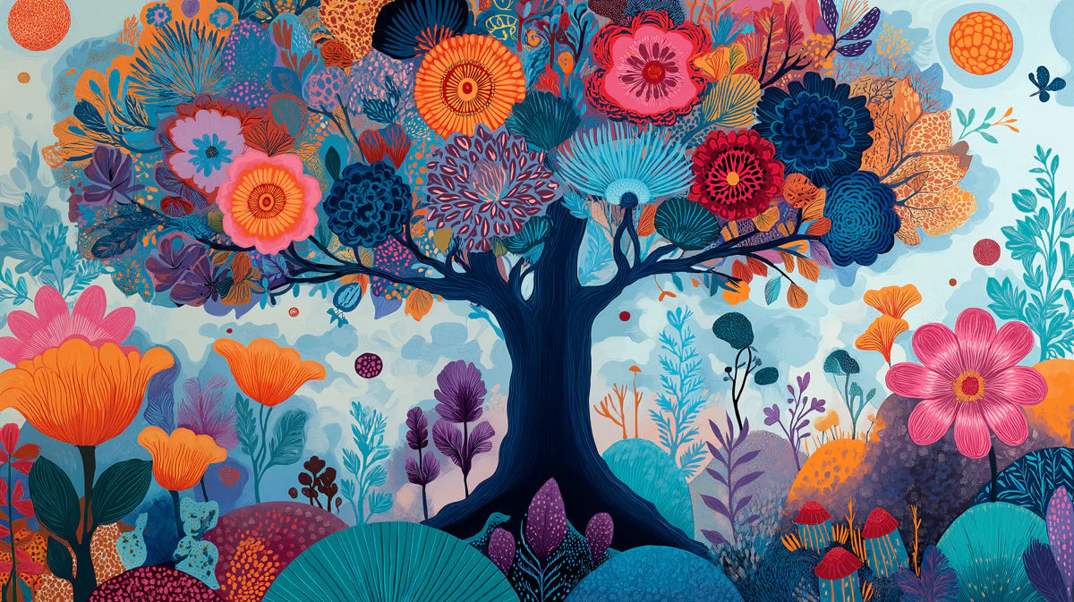 Enchanted Garden Mural Wallpaper — Vibrant Whimsical Floral Mural Wallpaper - room preview 04