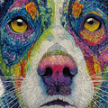 Psychedelic Dog Portrait Mural Wallpaper — Vibrant Animal Art Mural Wallpaper - room preview 04