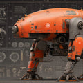 Industrial Robot Blueprint Mural Wallpaper — Technical Orange Mural Wallpaper - room preview 04