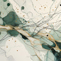 Abstract Ink Wash Mural Wallpaper with Emerald and Gold Accents Mural Wallpaper - room preview 04